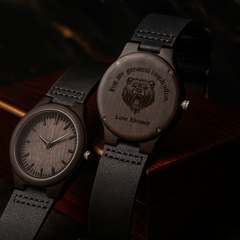 Personalized Engraved Wooden Watch – Custom Image & Message Gift for Him