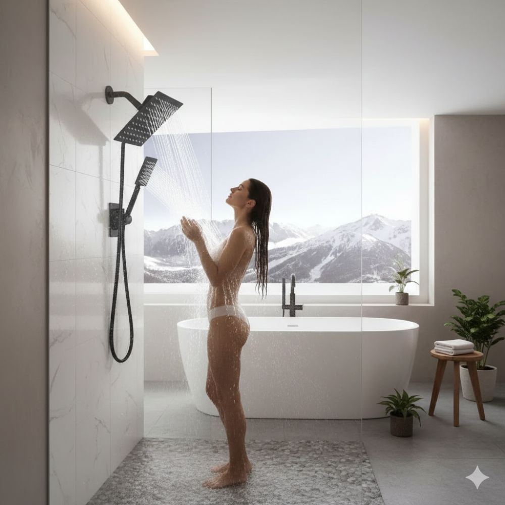 8 Inch Rain Shower Head Set – High Pressure Handheld & Overhead Combo | UniqSnaz