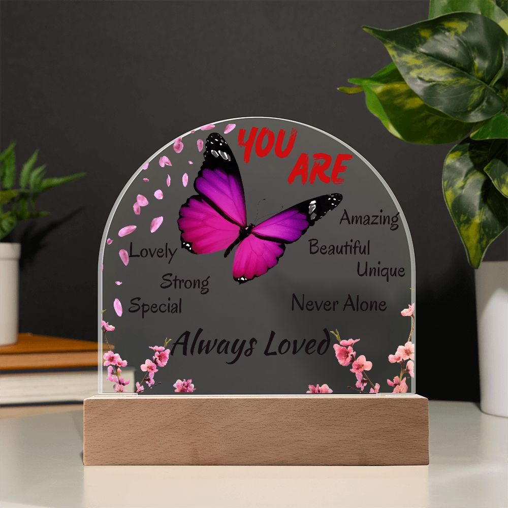Butterfly Affirmation LED Night Light – “You Are Always Loved” Inspirational Gift