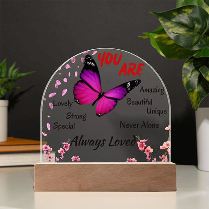 Butterfly Affirmation LED Night Light – “You Are Always Loved” Inspirational Gift