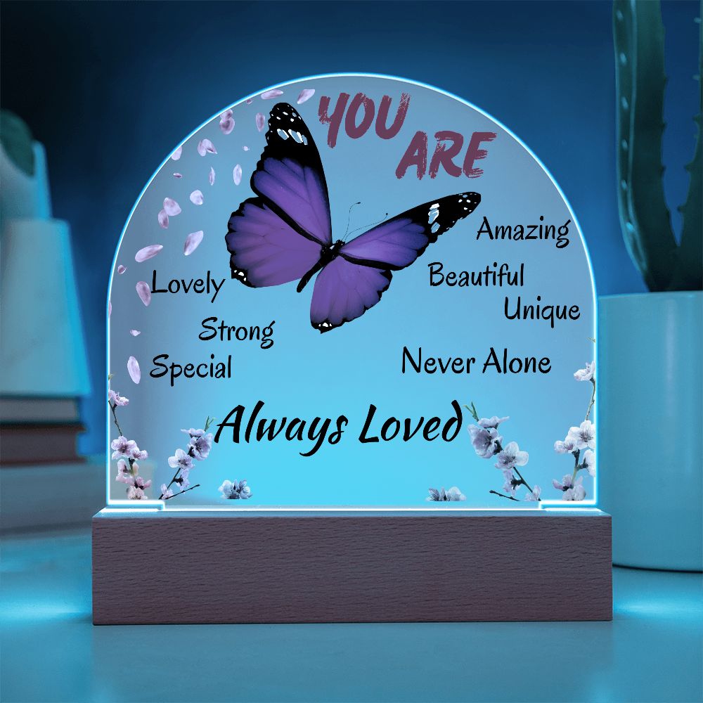 Butterfly Affirmation LED Night Light – “You Are Always Loved” Inspirational Gift