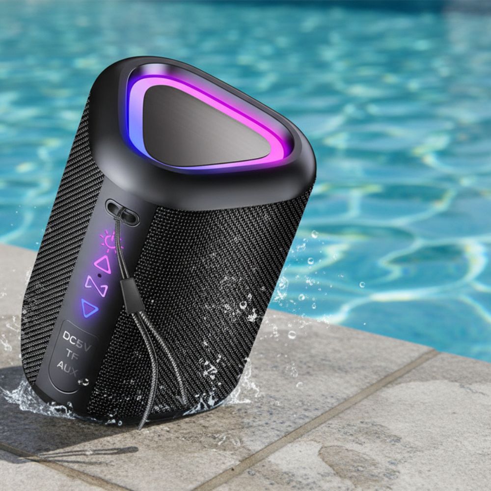 Portable Bluetooth Speaker with Lights – Powerful Bass, IPX7 Waterproof, 24H Playtime, TWS Pairing | UniqSnaz