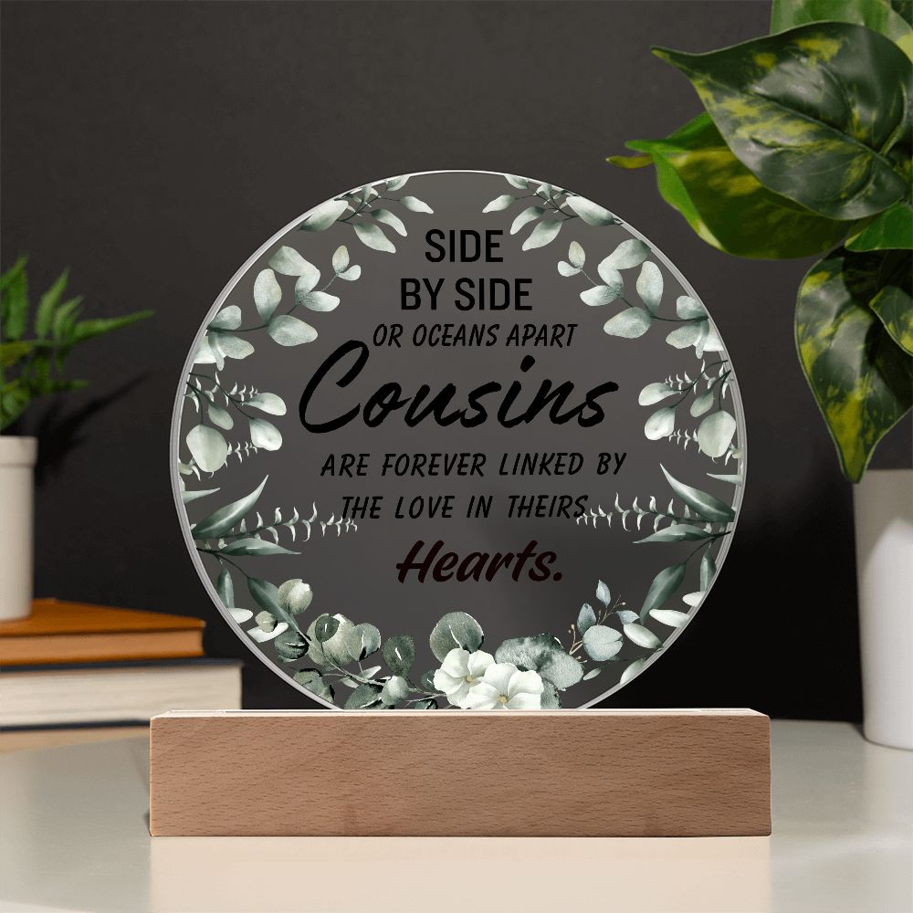 Side by Side or Oceans Apart Cousins Acrylic Plaque – Meaningful Cousin Gift