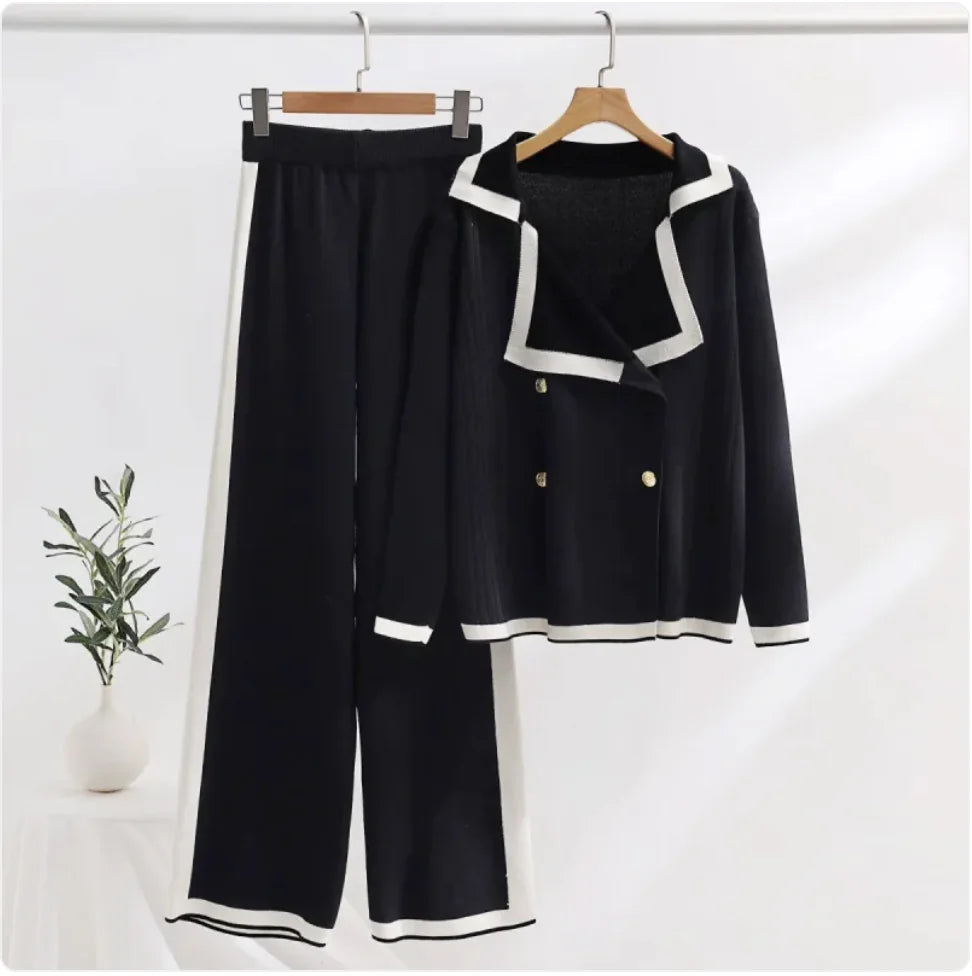 Chic Wide-Leg Knit Pants Set