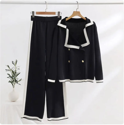 Chic Wide-Leg Knit Pants Set