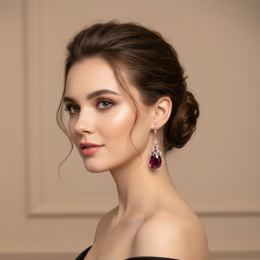 Elegant Zircon Teardrop Chinese Knot Earrings