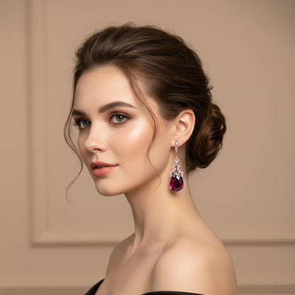 Elegant Zircon Teardrop Chinese Knot Earrings