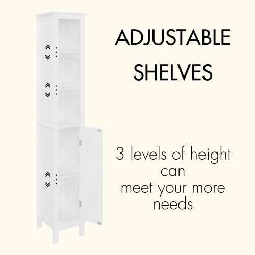 66.9" Slim Bathroom Cabinet with Shelves & Doors