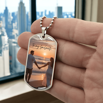 Custom Photo & Engraved Dog Tag Necklace – Personalized Keepsake for Any Loved One