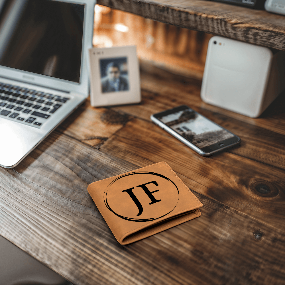 Personalized Initials Leather Wallet – Custom Gift for Men