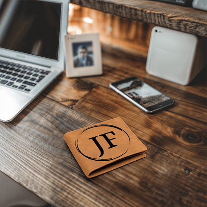 Personalized Initials Leather Wallet – Custom Gift for Men