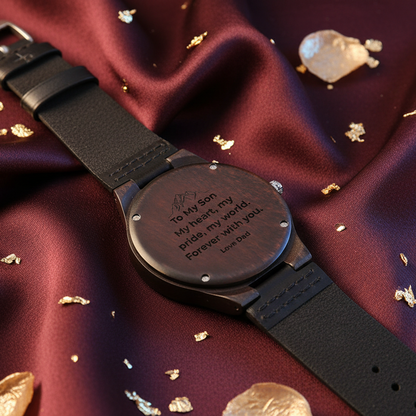 “To My Son” Wooden Engraved Watch – Personalized Gift (From Mom, Dad, Grandpa, Grandma & More)