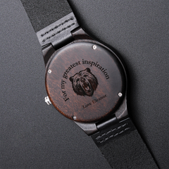 Personalized Engraved Wooden Watch – Custom Image & Message Gift for Him
