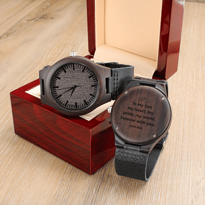 “To My Son” Wooden Engraved Watch – Personalized Gift (From Mom, Dad, Grandpa, Grandma & More)