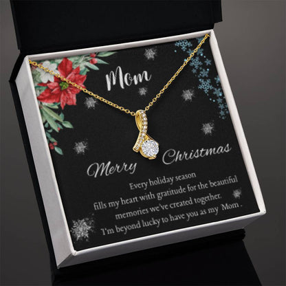 Christmas Necklace for Mom – Elegant Holiday Jewelry Gift with Sentimental Message Card