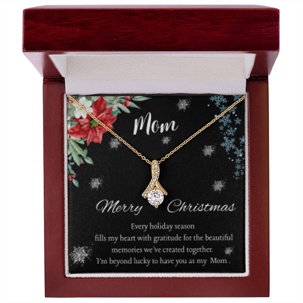 Christmas Necklace for Mom – Elegant Holiday Jewelry Gift with Sentimental Message Card