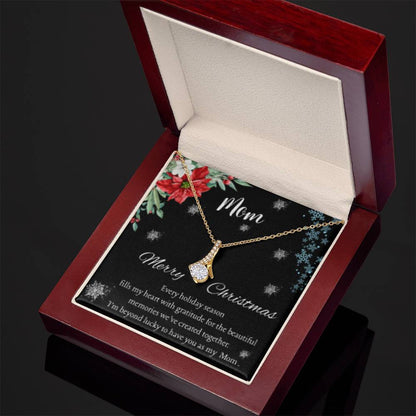 Christmas Necklace for Mom – Elegant Holiday Jewelry Gift with Sentimental Message Card