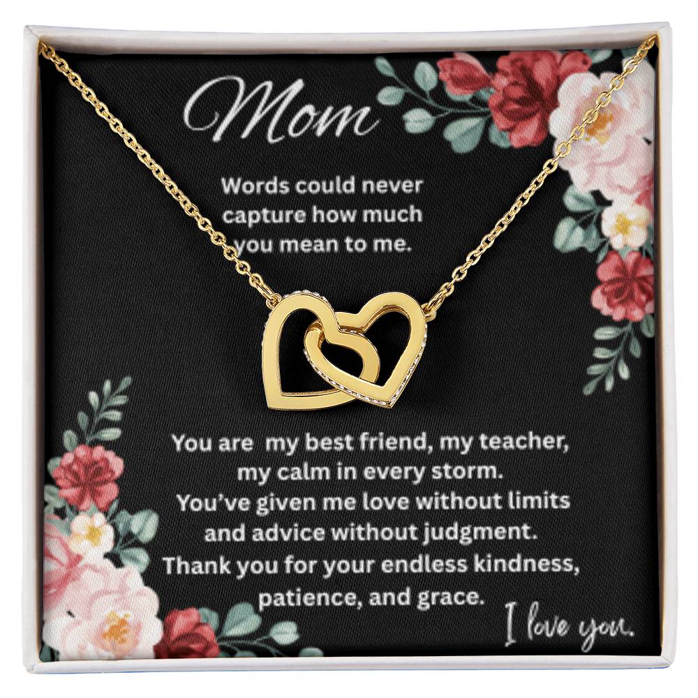 Interlocking Hearts Necklace for Mom – Sentimental Mother's Gift with Message Card
