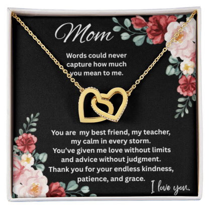 Interlocking Hearts Necklace for Mom – Sentimental Mother's Gift with Message Card
