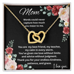 Interlocking Hearts Necklace for Mom – Sentimental Mother's Gift with Message Card