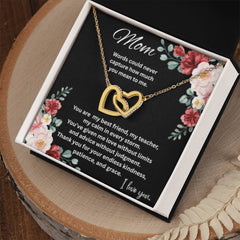 Interlocking Hearts Necklace for Mom – Sentimental Mother's Gift with Message Card