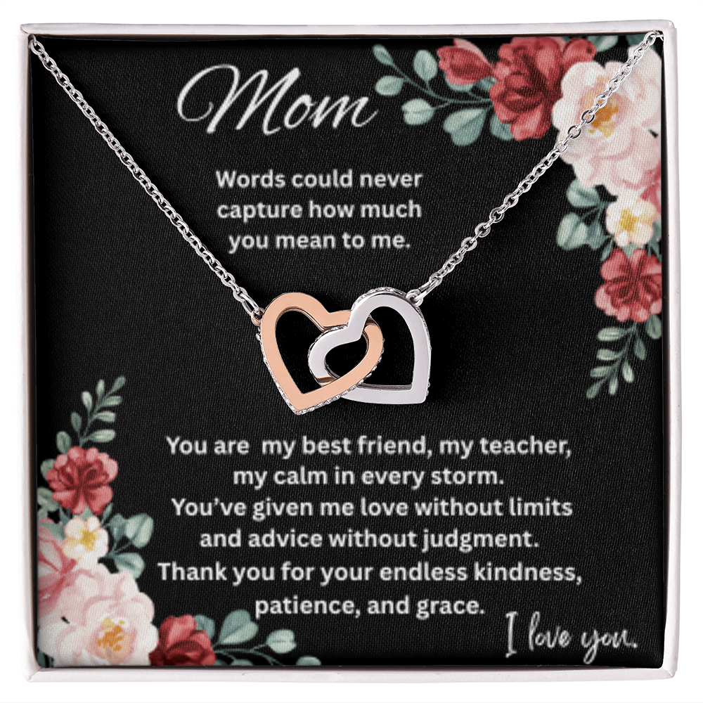 Interlocking Hearts Necklace for Mom – Sentimental Mother's Gift with Message Card
