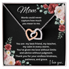 Interlocking Hearts Necklace for Mom – Sentimental Mother's Gift with Message Card