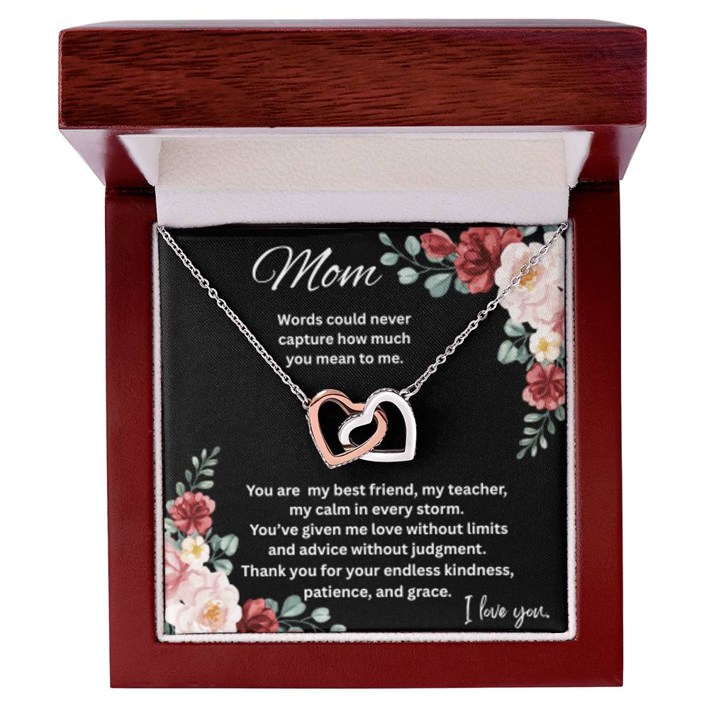 Interlocking Hearts Necklace for Mom – Sentimental Mother's Gift with Message Card