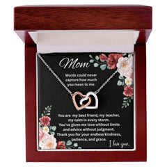 Interlocking Hearts Necklace for Mom – Sentimental Mother's Gift with Message Card