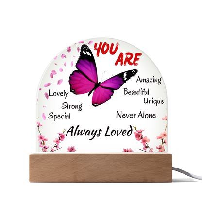 Butterfly Affirmation LED Night Light – “You Are Always Loved” Inspirational Gift