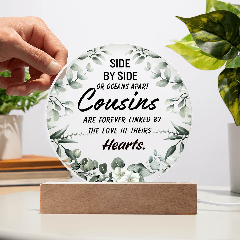 Side by Side or Oceans Apart Cousins Acrylic Plaque – Meaningful Cousin Gift