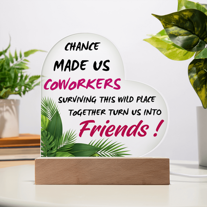 Coworker Friendship Heart Acrylic Plaque – Funny Office Gift for Work Friends