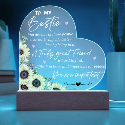 Best Friend Heart LED Night Light – Meaningful Friendship Gift with Inspirational Message