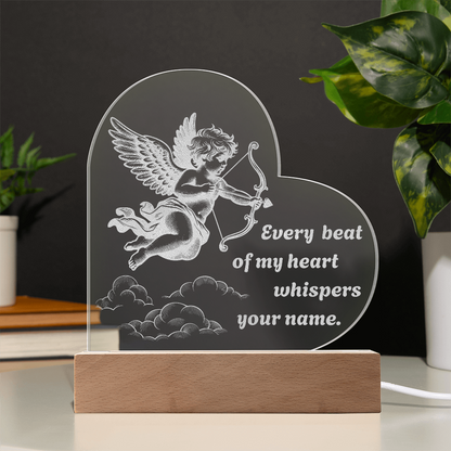 Cupid Heart LED Night Light – “Every Beat of My Heart Whispers Your Name” Romantic Gift