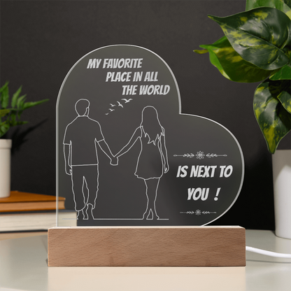 Personalized Heart LED Night Light – “My Favorite Place Is Next to You” Romantic Gift