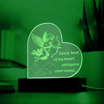 Cupid Heart LED Night Light – “Every Beat of My Heart Whispers Your Name” Romantic Gift