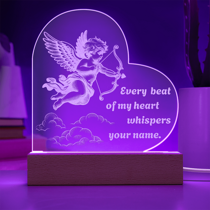 Cupid Heart LED Night Light – “Every Beat of My Heart Whispers Your Name” Romantic Gift