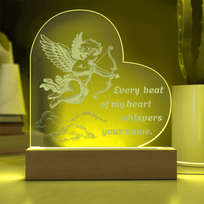 Cupid Heart LED Night Light – “Every Beat of My Heart Whispers Your Name” Romantic Gift
