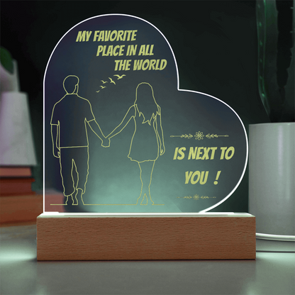Personalized Heart LED Night Light – “My Favorite Place Is Next to You” Romantic Gift