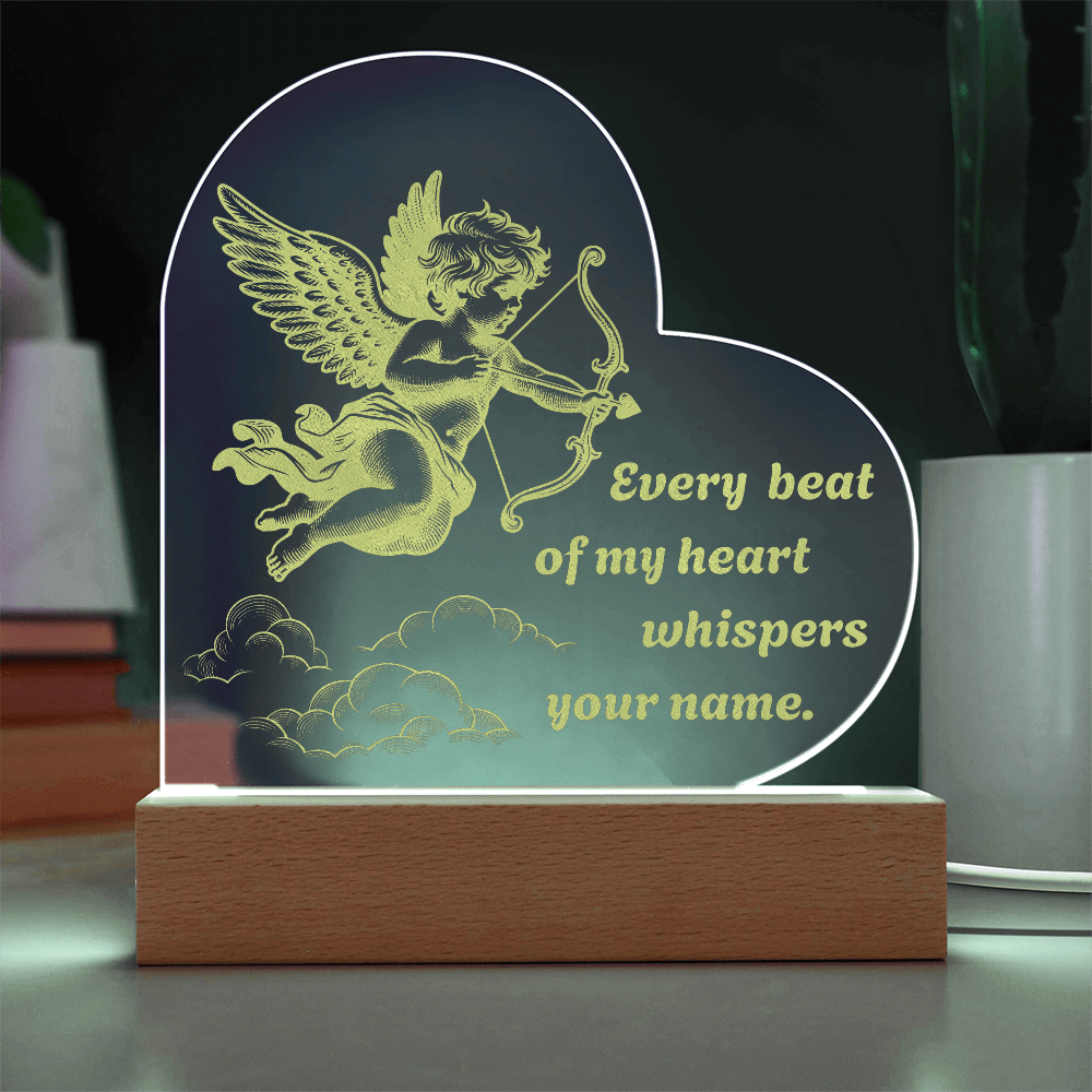 Cupid Heart LED Night Light – “Every Beat of My Heart Whispers Your Name” Romantic Gift