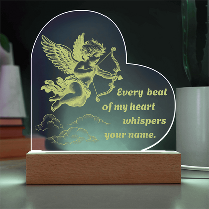 Cupid Heart LED Night Light – “Every Beat of My Heart Whispers Your Name” Romantic Gift