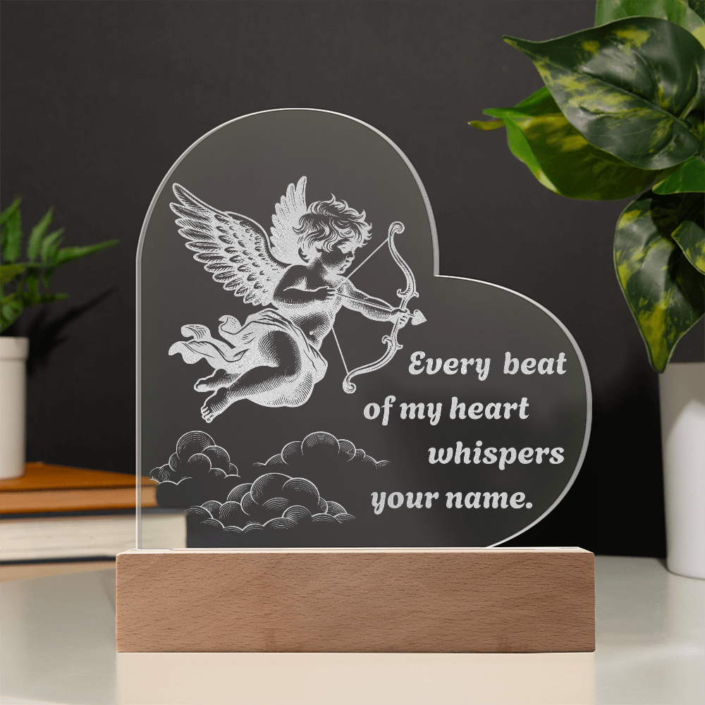 Cupid Heart LED Night Light – “Every Beat of My Heart Whispers Your Name” Romantic Gift