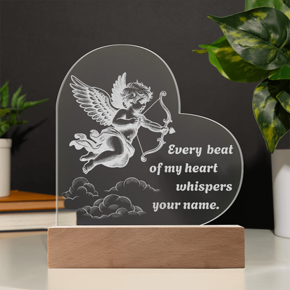 Cupid Heart LED Night Light – “Every Beat of My Heart Whispers Your Name” Romantic Gift
