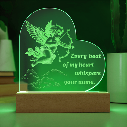 Cupid Heart LED Night Light – “Every Beat of My Heart Whispers Your Name” Romantic Gift