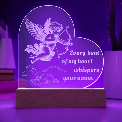Cupid Heart LED Night Light – “Every Beat of My Heart Whispers Your Name” Romantic Gift
