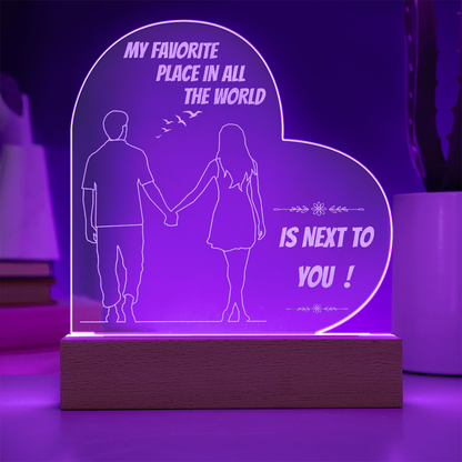 Personalized Heart LED Night Light – “My Favorite Place Is Next to You” Romantic Gift