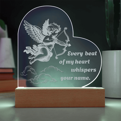 Cupid Heart LED Night Light – “Every Beat of My Heart Whispers Your Name” Romantic Gift