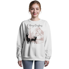 “Merry Christmas” Winter Deer Sweatshirt – Cozy Holiday Crewneck for Festive Style