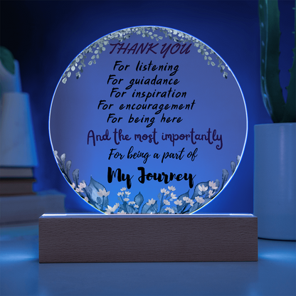 Thank You Glass Plaque – Floral Appreciation Keepsake with Wooden Base