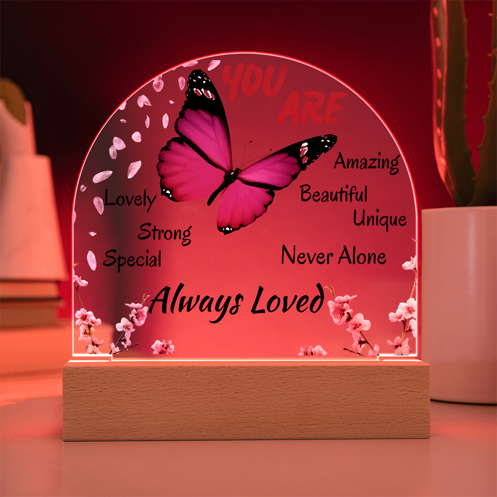 Butterfly Affirmation LED Night Light – “You Are Always Loved” Inspirational Gift